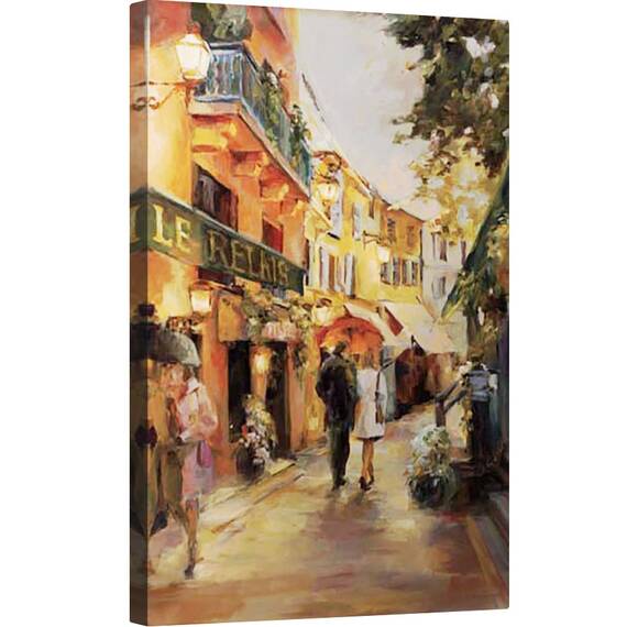Tablou Canvas - Seara in Paris, Strada, Oameni, Retro, Franta, Marime: 60 x 90 cm - - Roveli