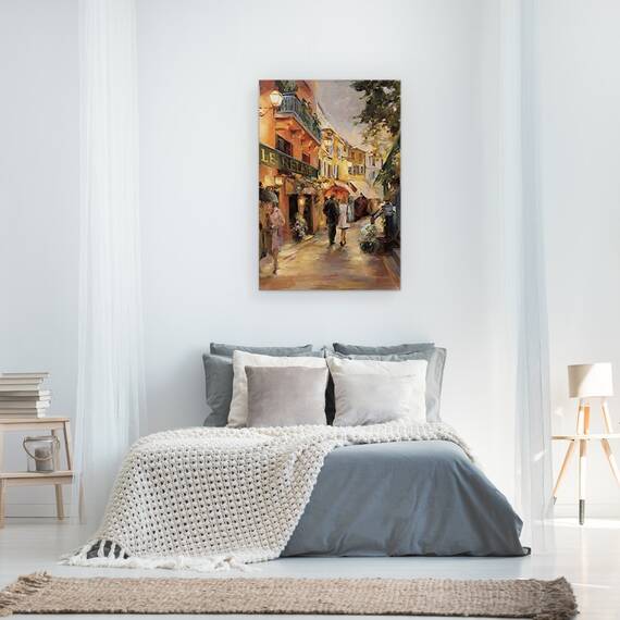 Tablou Canvas - Seara in Paris, Strada, Oameni, Retro, Franta, Marime: 60 x 90 cm - 3- Roveli