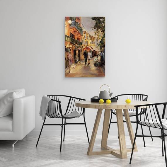 Tablou Canvas - Seara in Paris, Strada, Oameni, Retro, Franta, Marime: 60 x 90 cm - 4- Roveli