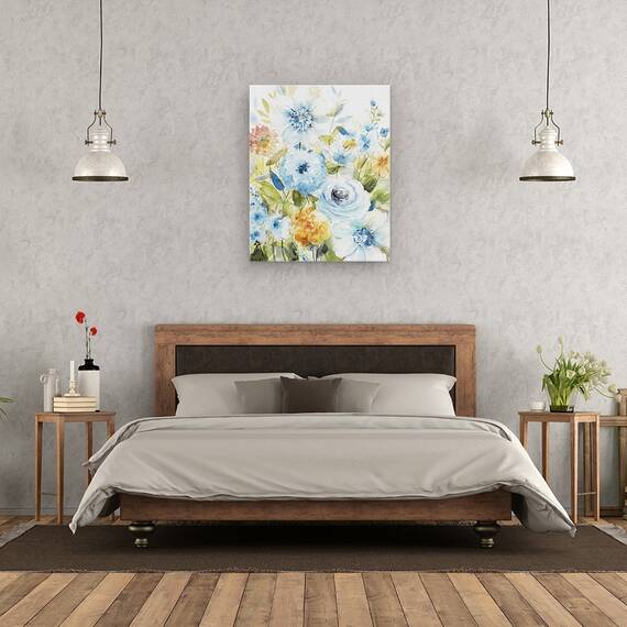 Tablou canvas - Flori, Gradina Albastra, Pictura, Marime: 60 x 75 cm - 3- Roveli