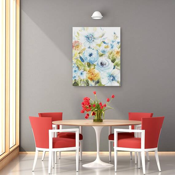 Tablou canvas - Flori, Gradina Albastra, Pictura, Marime: 60 x 75 cm - 4- Roveli