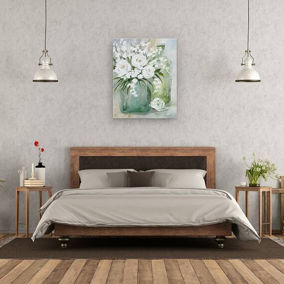 Tablou canvas - Flori, Primavara, Alb, Vaza De Sticla, Pictura, Marime: 40 x 50 cm - 3- Roveli