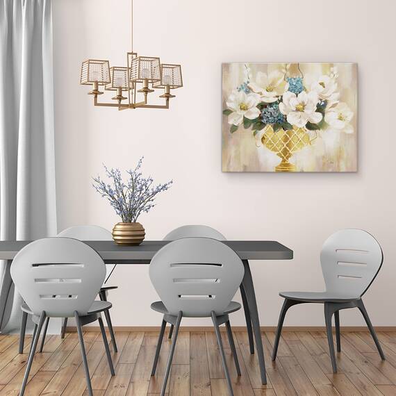 Tablou Canvas - Buchet Magnolie in Vaza Aurie, Marime: 40 x 50 cm - 4- Roveli