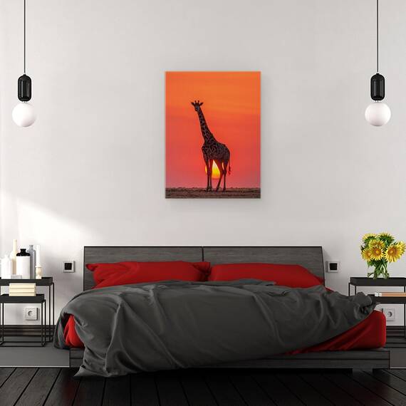 Tablou Canvas - Girafa In Apus De Soare, Marime: 60 x 80 cm - 3- Roveli