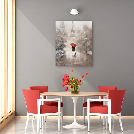 Tablou canvas - Natura, Parc, Copaci, Oameni, Paris, Turnul Eiffel, Pictura, Marime: 60 x 75 cm - 4- Roveli