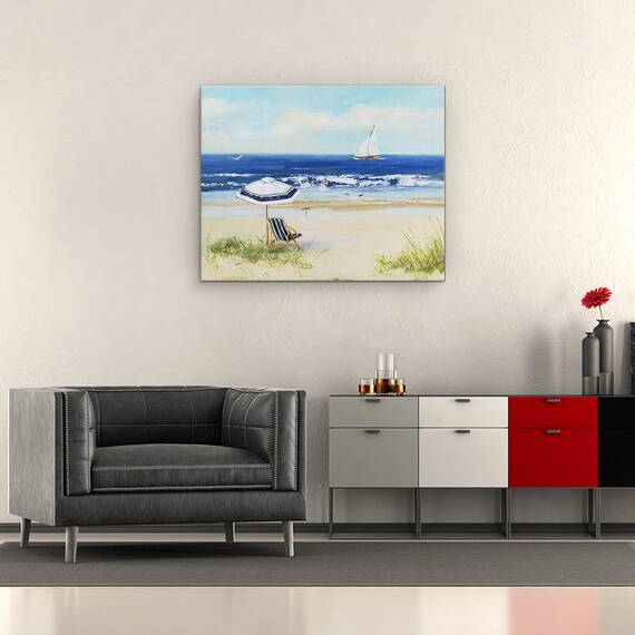 Tablou canvas - Natura, Peisaj, Marea, Vara, Navigare, Pescarus, Pictura, Marime: 60 x 75 cm - 2- Roveli
