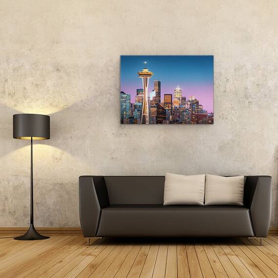 Tablou Canvas - Seattle In Roz, Marime: 60 x 80 cm - 2- Roveli