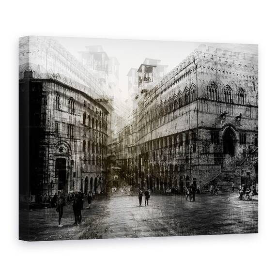 Tablou Canvas - Mergand Prin Piata, Marime: 50 x 70 cm - - Roveli