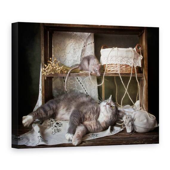 Tablou Canvas - Nu Trezi O Pisica Adormita, Marime: 50 x 70 cm - - Roveli