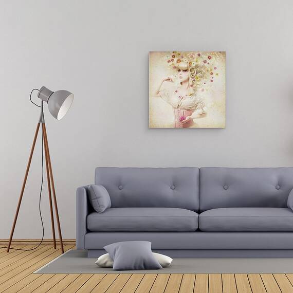 Tablou Canvas - Fata Din Gradina Cu Flori, Marime: 60 x 60 cm - 2- Roveli