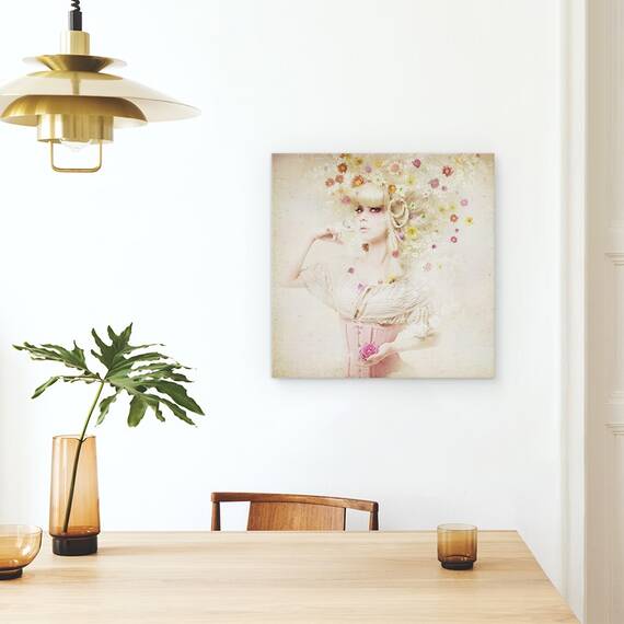 Tablou Canvas - Fata Din Gradina Cu Flori, Marime: 60 x 60 cm - 4- Roveli