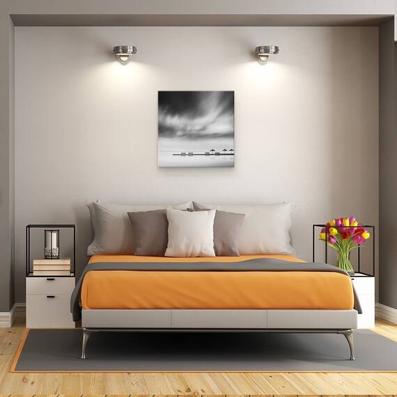 Tablou Canvas - Patru Banci Si Trei Umbrele, Marime: 60 x 60 cm - 3- Roveli