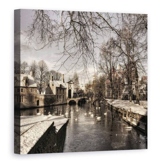 Tablou Canvas - Bruges In Rochie De Craciun, Marime: 60 x 60 cm - - Roveli