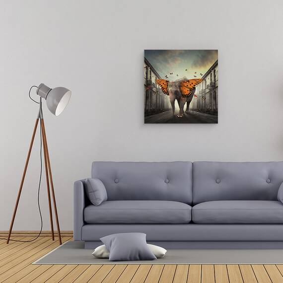 Tablou Canvas - Butterphant, Marime: 60 x 60 cm - 2- Roveli