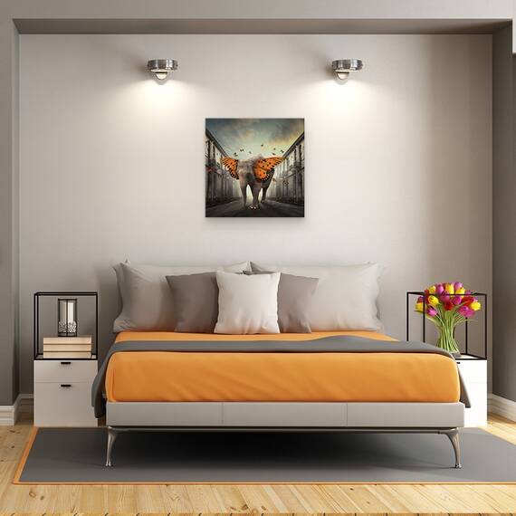 Tablou Canvas - Butterphant, Marime: 60 x 60 cm - 3- Roveli