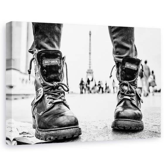 Tablou Canvas - Cizme De Motociclist In Paris, Marime: 40 x 60 cm - - Roveli