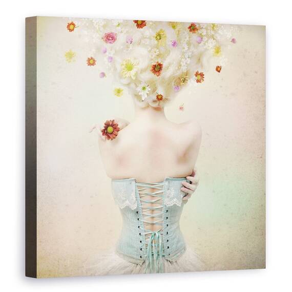 Tablou Canvas - Fata Din Gradina Cu Flori, Marime: 60 x 60 cm - - Roveli
