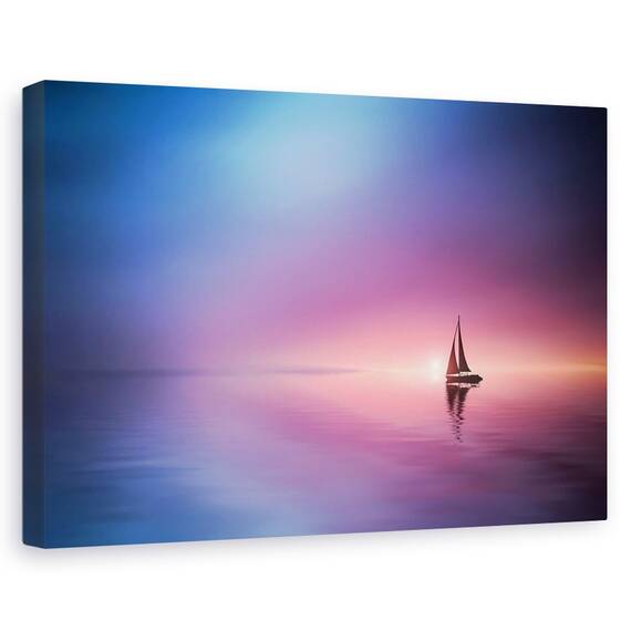 Tablou Canvas - Navigand Pe Lac Spre Apus, Marime: 40 x 60 cm - - Roveli