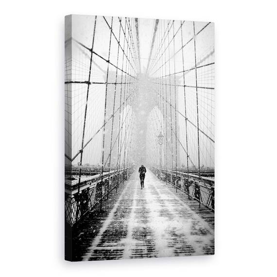 Tablou Canvas - Plimbare In Viscol Pe Podul Brooklyn, Marime: 40 x 60 cm - - Roveli