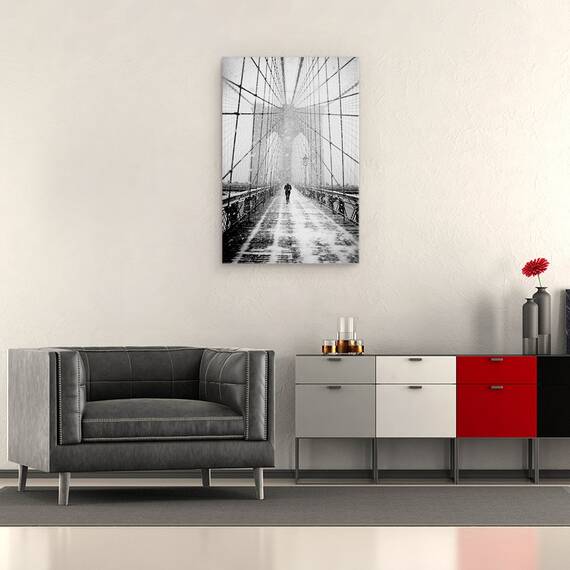 Tablou Canvas - Plimbare In Viscol Pe Podul Brooklyn, Marime: 40 x 60 cm - 2- Roveli