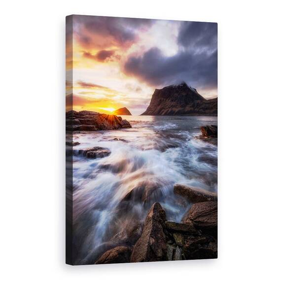 Tablou Canvas - Apus Pe Coasta De Nord, Marime: 40 x 60 cm - - Roveli