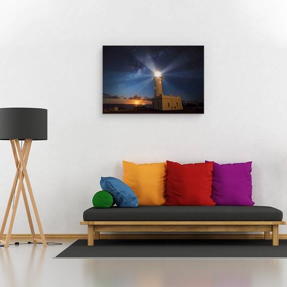 Tablou Canvas - Rasaritul Lunii Si Farul, Marime: 40 x 60 cm - 2- Roveli