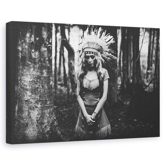 Tablou Canvas - Stare De Spirit Alb-Negru In Padure, Marime: 40 x 60 cm - - Roveli