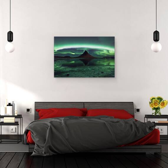 Tablou Canvas - Kirkjufell Aurora, Marime: 40 x 60 cm - 3- Roveli