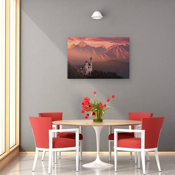 Tablou Canvas - Dimineata Rosie Deasupra Castelului, Marime: 80 x 120 cm - 4- Roveli