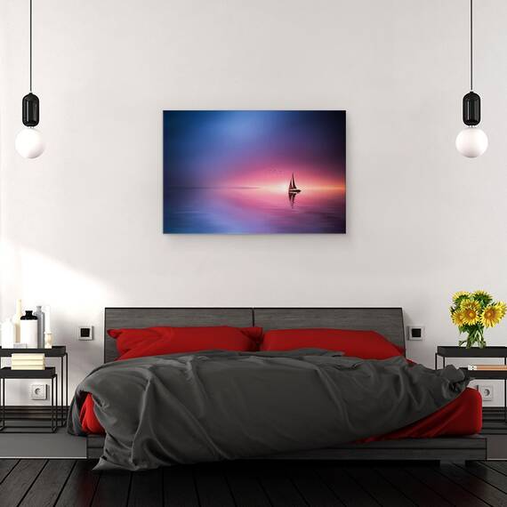 Tablou Canvas - Navigand Pe Lac Spre Apus, Marime: 80 x 120 cm - 3- Roveli