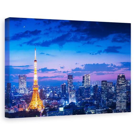 Tablou Canvas - Tokyo - Vedere Nocturna, Marime: 80 x 120 cm - - Roveli