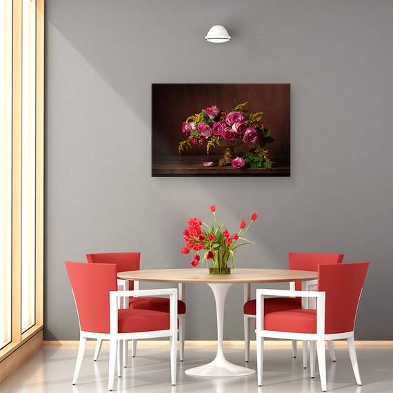 Tablou Canvas - Natura Moarta Cu Trandafiri, Marime: 80 x 120 cm - 4- Roveli