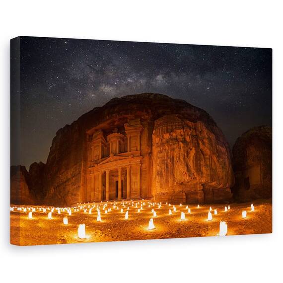 Tablou Canvas - Petra Pe Timp De Noapte, Marime: 80 x 120 cm - - Roveli