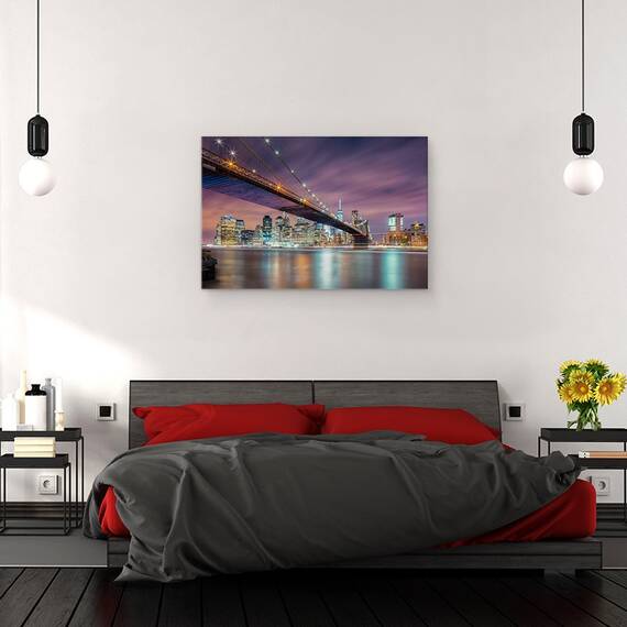 Tablou Canvas - Podul Brooklyn Noaptea, Marime: 80 x 120 cm - 3- Roveli