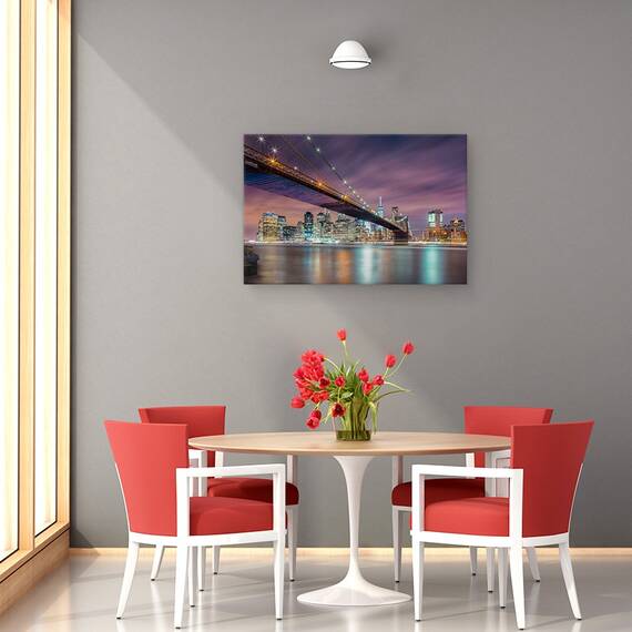 Tablou Canvas - Podul Brooklyn Noaptea, Marime: 80 x 120 cm - 4- Roveli