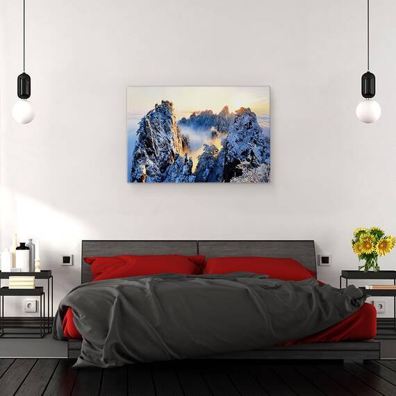 Tablou Canvas - Rasarit De Soare La Mt Huang Shan, Marime: 80 x 120 cm - 3- Roveli