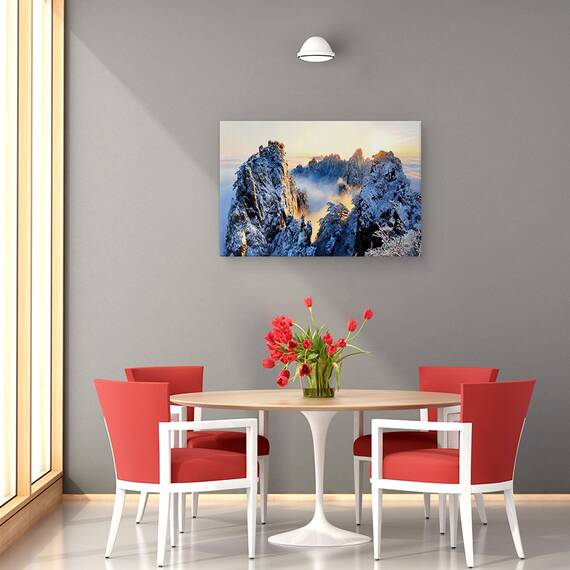 Tablou Canvas - Rasarit De Soare La Mt Huang Shan, Marime: 80 x 120 cm - 4- Roveli
