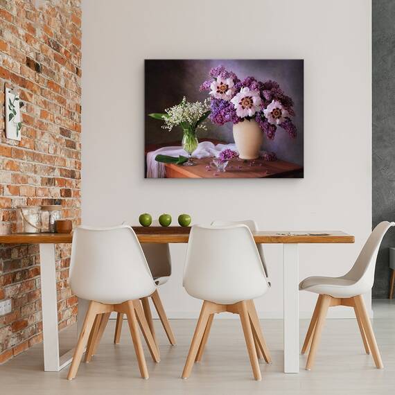 Tablou Canvas - Buchet De Bujori, Natura Moarta, Flori, Lalele, Marime: 60 x 80 cm - 4- Roveli