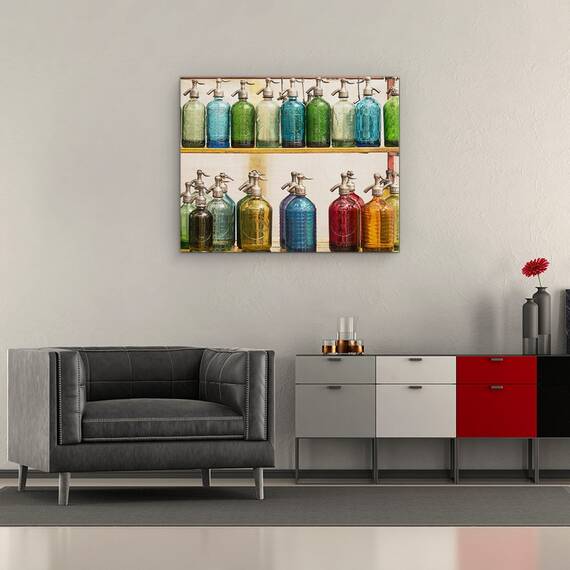 Tablou Canvas - Butelii Seltzer, Sticle, Culori, Buenos Aires, Piata, Argentina, Marime: 40 x 50 cm - 2- Roveli