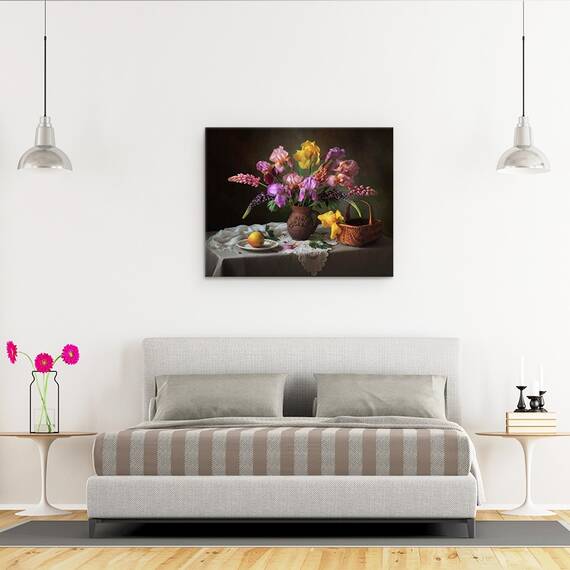 Tablou Canvas - Cu Un Buchet De Irisi Si Lupini, Cos, Mar, Marime: 40 x 50 cm - 3- Roveli
