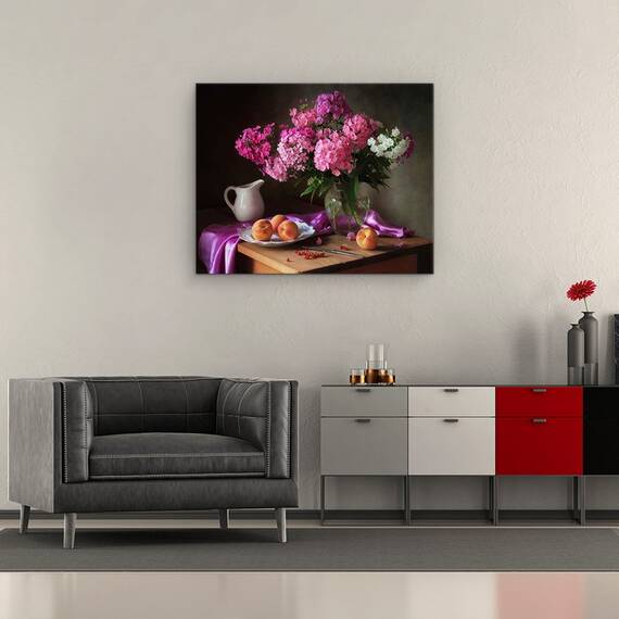 Tablou Canvas - Cu Un Buchet De Phlox Si Piersici, Marime: 40 x 50 cm - 2- Roveli