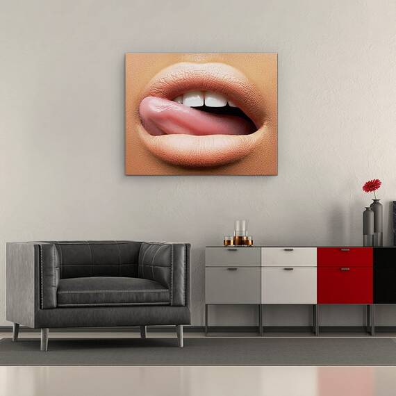 Tablou Canvas - Frumusete Macro, Gura, Dinti, Limba, Buze, Limba, Macro, Marime: 40 x 50 cm - 2- Roveli