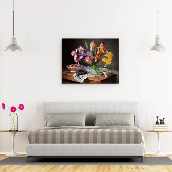 Tablou Canvas - Natura Moarta Cu Irisuri Si Mere, Marime: 40 x 50 cm - 3- Roveli