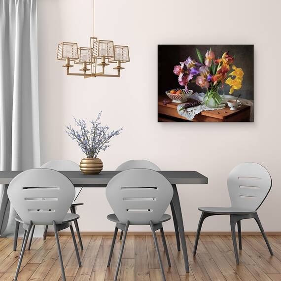 Tablou Canvas - Natura Moarta Cu Irisuri Si Mere, Marime: 40 x 50 cm - 4- Roveli