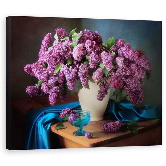 Tablou Canvas - Natura Moarta Cu Liliac Parfumat, Violet, Vaza, Marime: 40 x 50 cm - - Roveli