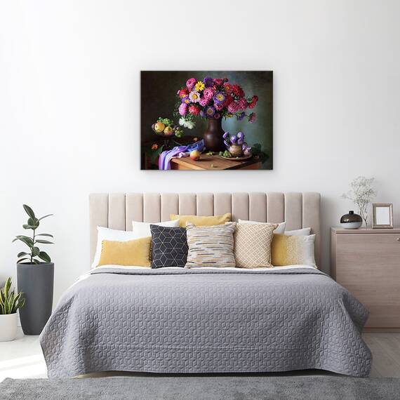 Tablou Canvas - Natura Moarta Cu Un Buchet De Lalele, Marime: 60 x 80 cm - 3- Roveli