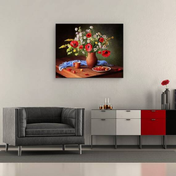 Tablou Canvas - Natura Moarta Cu Un Buchet De Flori De Lunca, Marime: 40 x 50 cm - 2- Roveli