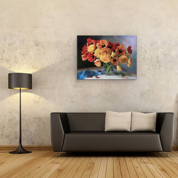 Tablou Canvas - Natura Moarta Cu Trandafiri si Fructe De Padure, Marime: 60 x 80 cm - 2- Roveli