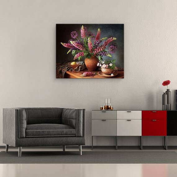 Tablou Canvas - Natura Moarta Cu Un Buchet De Lupin, Marime: 40 x 50 cm - 2- Roveli