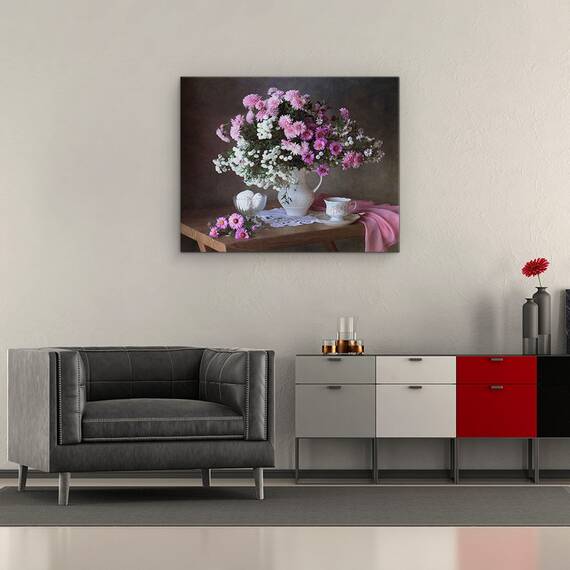 Tablou Canvas - Natura Moarta, Vara, Flori, Vaza, Floare, Tabel, Natura Statica, Marime: 40 x 50 cm - 2- Roveli